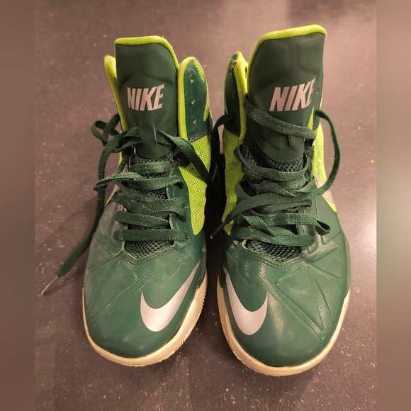 Vintage 2013 Nike Air Zoom Hyper Quickness Neon Green Dark Green rare Size 10 - Picture 4 of 8